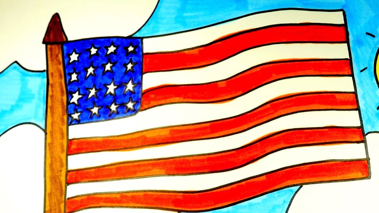 United States Flag Drawing at PaintingValley.com | Explore collection ...