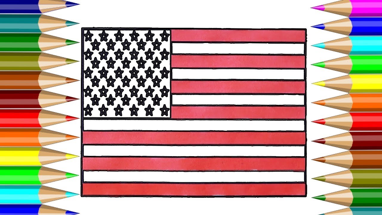 1280x720 united states flag coloring book how to draw united states flag - United States Flag Drawing