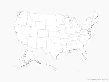 460x345 vector map of united states of america with states - United States Outline Drawing