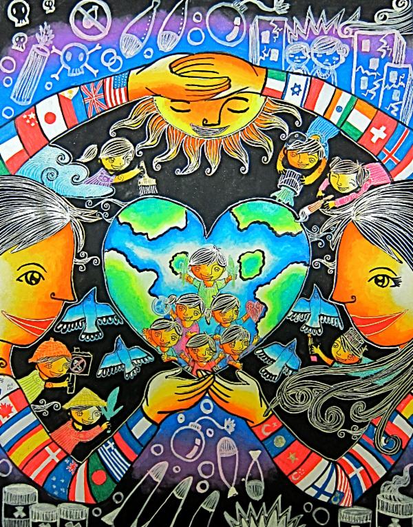 600x765 art for peace contest a world with unity and love, a world - Unity Drawing