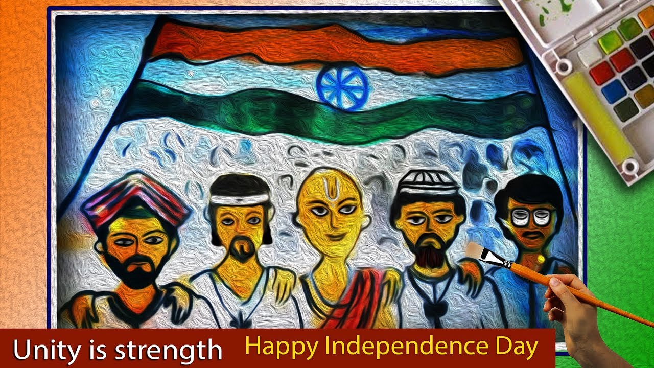 1280x720 creative drawing happy independence day unity is strength - Unity Drawing