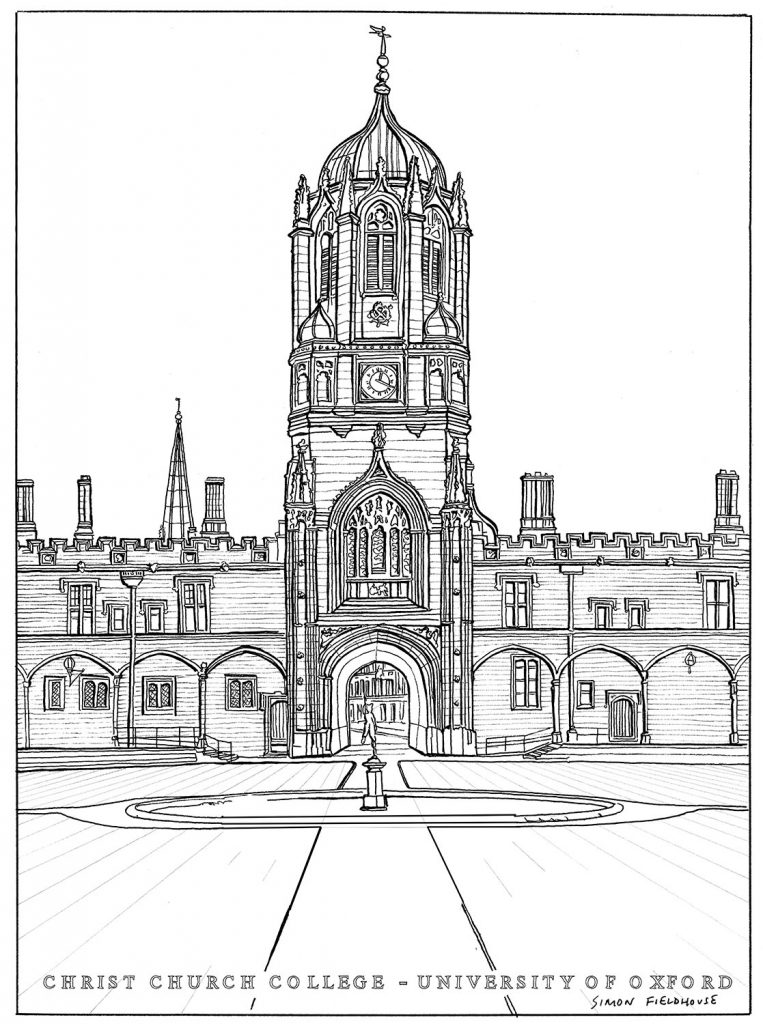 763x1024 Christ Church College Architectural Drawing Plan Above - University Drawing