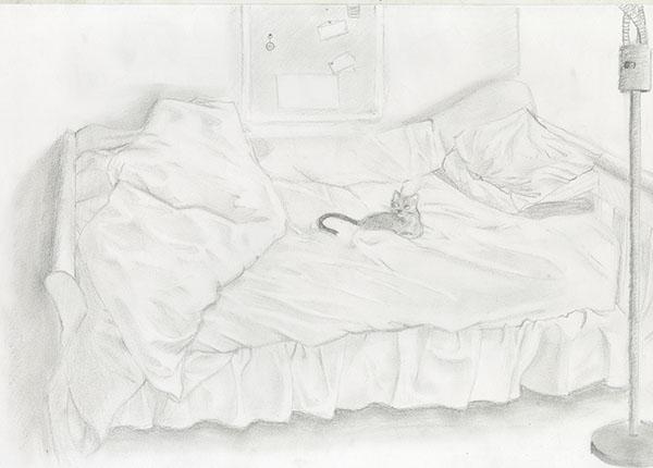 600x430 fnd observational drawing on the art institutes portfolios - Unmade Bed Drawing