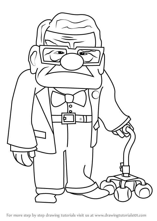 600x846 Learn How To Draw Carl Fredricksen From Up - Up Drawing