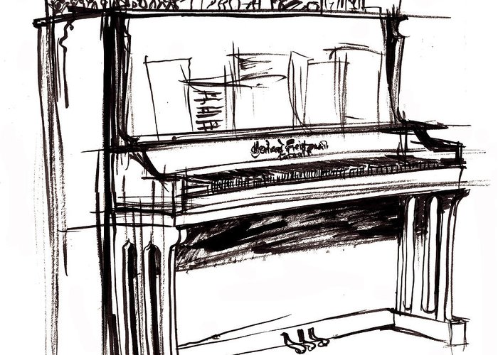 700x500 My Upright Grand Piano Greeting Card For Sale - Upright Piano Drawing
