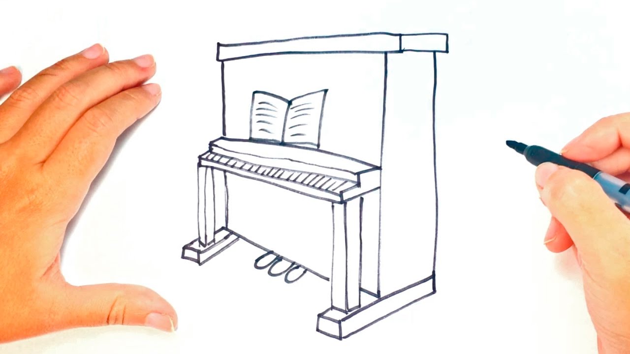 1280x720 how to draw a piano for kids piano easy draw tutorial - Upright Piano Drawing