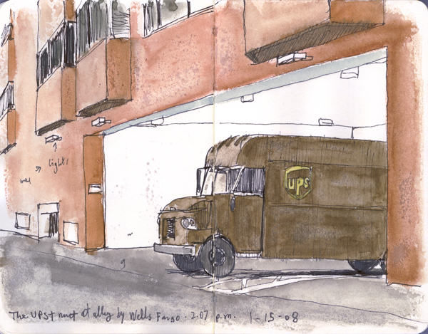 600x469 the ups truck urban sketchers - Ups Truck Drawing