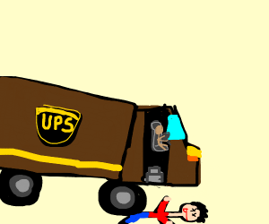 300x250 ups truck drives over body drawing - Ups Truck Drawing