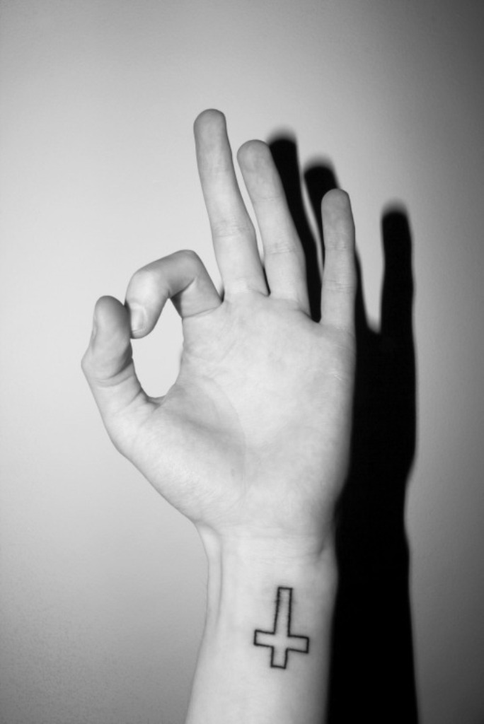 684x1024 awesome upside down wrist tattoos - Upside Down Cross Drawing