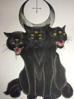 250x333 drawing illustration art eyes moon cats goth black cat fangs - Upside Down Cross Drawing