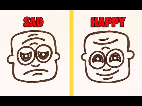 480x360 How To Draw Sad Face Happy Face Upside Down Optical Illusion Art - Upside Down Drawing