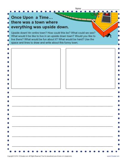 425x550 Kindergarten Writing Prompt - Upside Down Drawing Worksheet