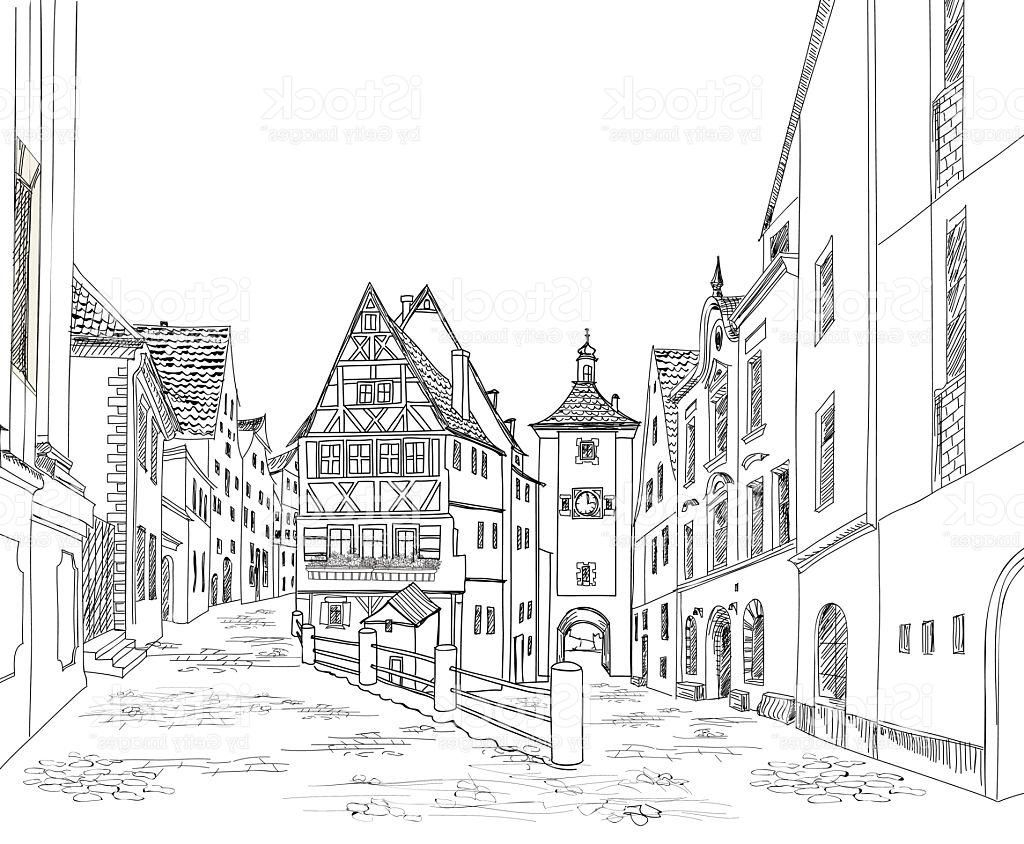 1024x844 best street view city road urban landscape cityscape sketch vector - Urban Landscape Drawing