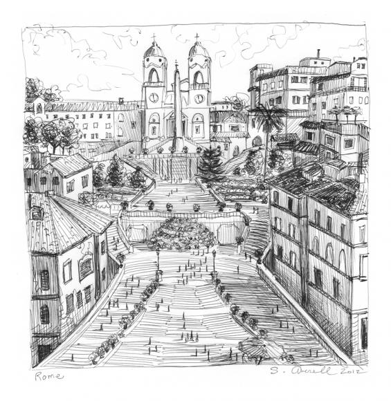 565x580 sue averell colorful paintings, drawings, urban landscape - Urban Landscape Drawing