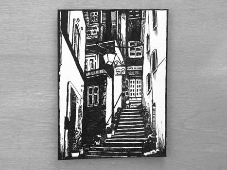 467x350 urban landscape ink drawing artist trading card - Urban Landscape Drawing