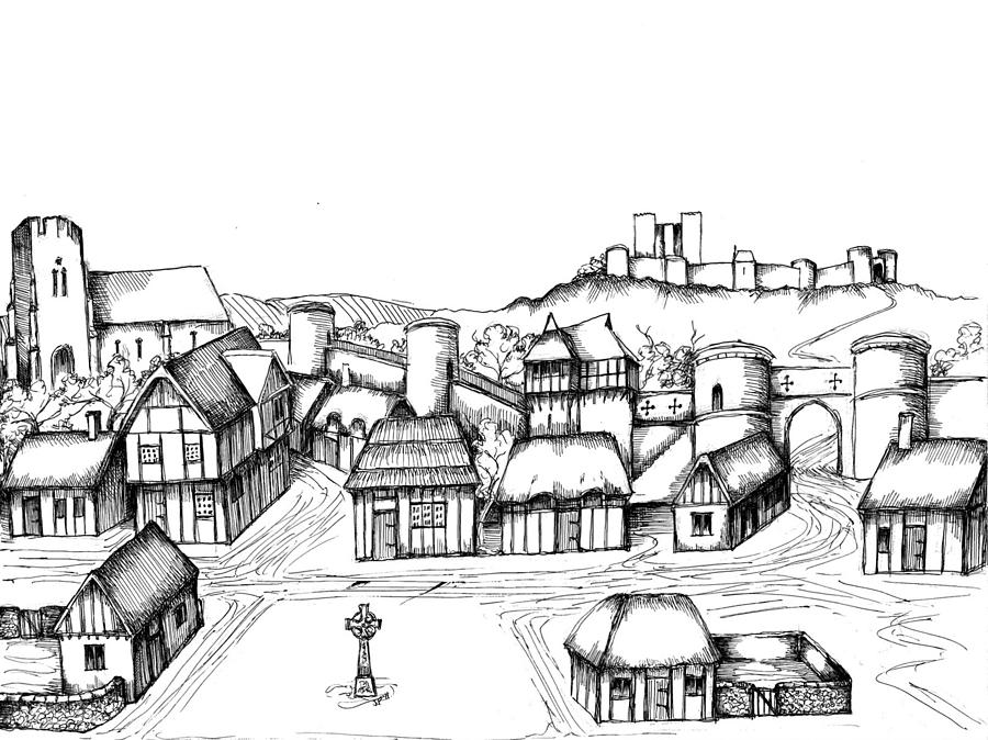 900x674 architectural evolution in an urban landscape drawing - Urban Landscape Drawing