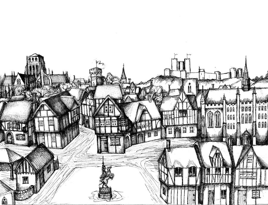 900x687 architectural evolution in an urban landscape drawing - Urban Landscape Drawing