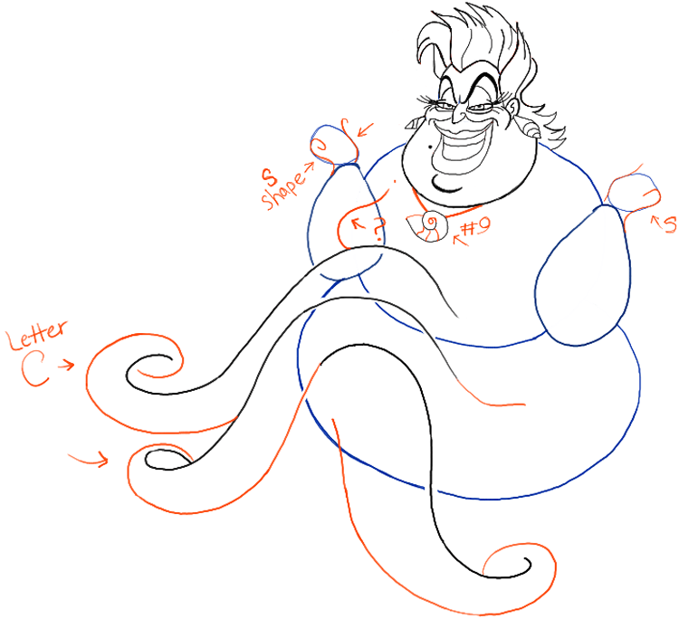 750x684 How Draw Ursula The Sea Witch From The Little Mermaid Step - Ursula Drawing