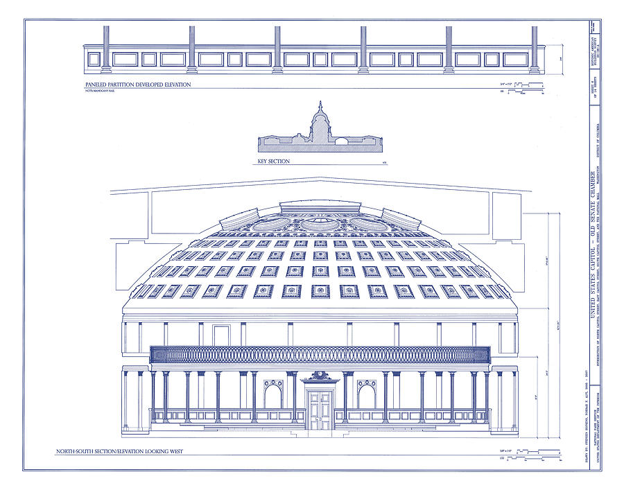 900x707 Old Senate Chamber - Us Capitol Drawing