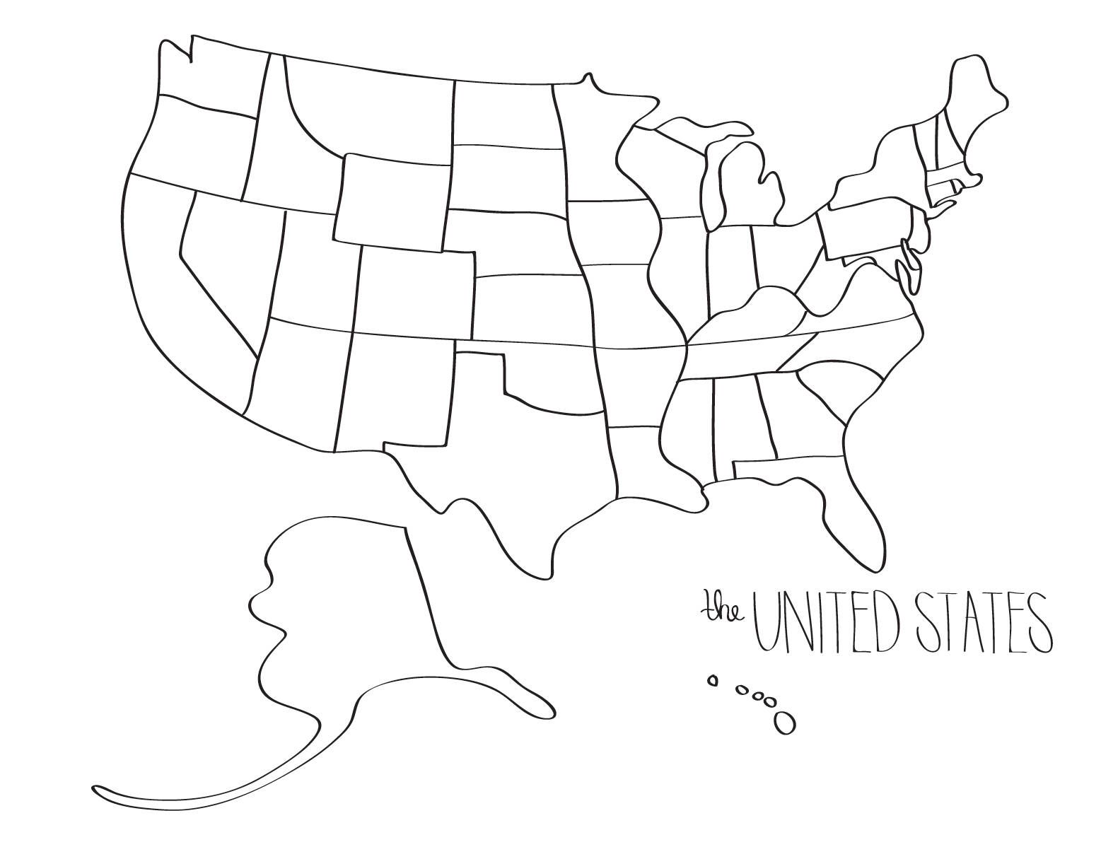 1557x1198 Learn To Draw The United States Blob Map Style Cc United - Us Map Drawing