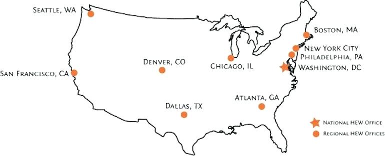 770x313 line drawing of a us map showing the location hew offices where - Us Map Line Drawing