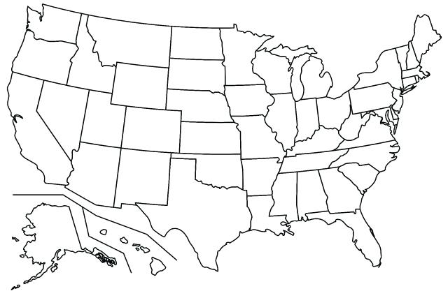640x427 printable blank us map state borders outline with united at states - Us Map Line Drawing