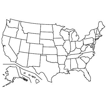 350x350 blank united states map glossy poster picture photo - Us Map Line Drawing