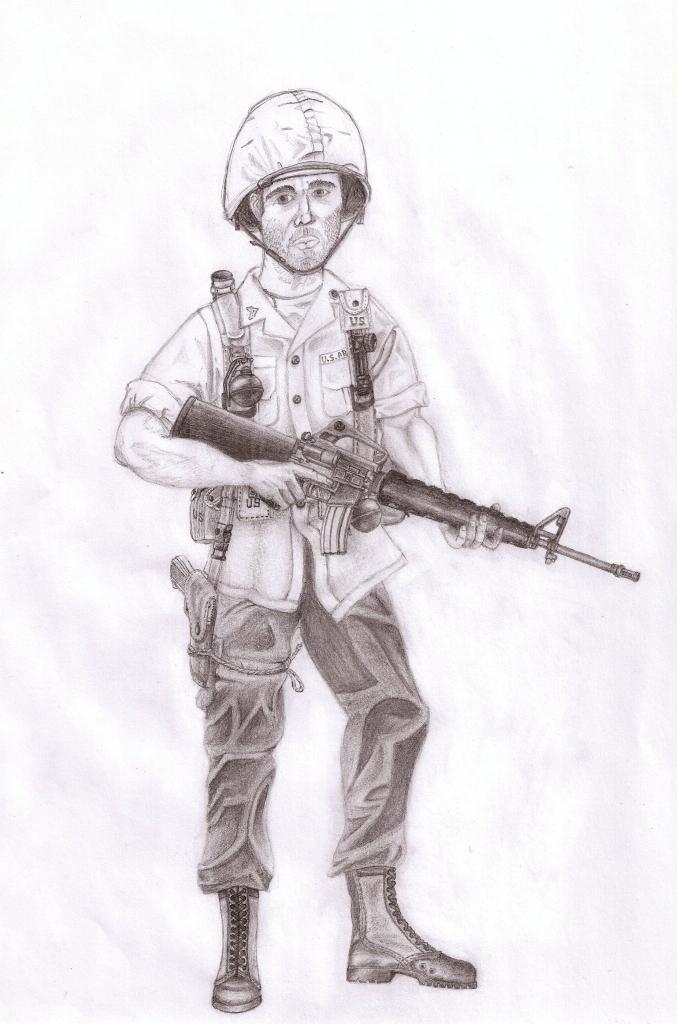 677x1024 artwork, us soldier vietnam - Us Soldier Drawing