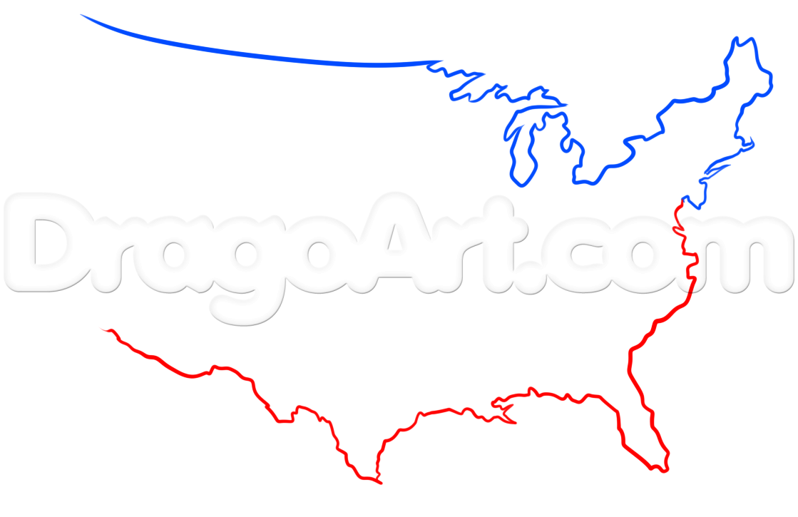 1119x725 draw the usa continent, step - Usa Drawing