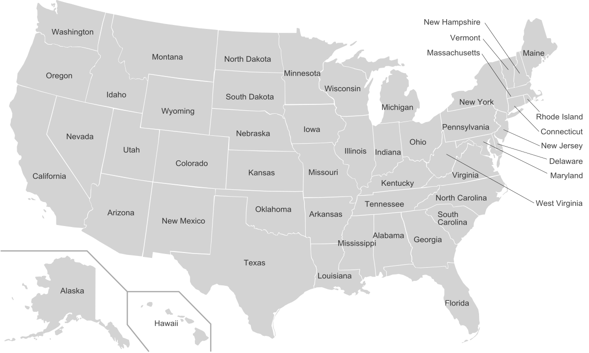 1200x720 U S State - Usa Drawing Map