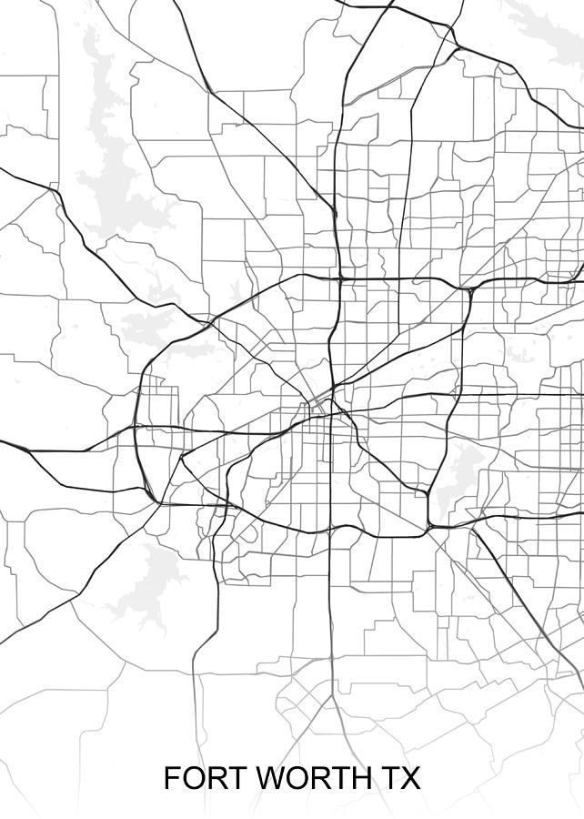 642x900 fort worth map tx usa drawing - Usa Drawing Map
