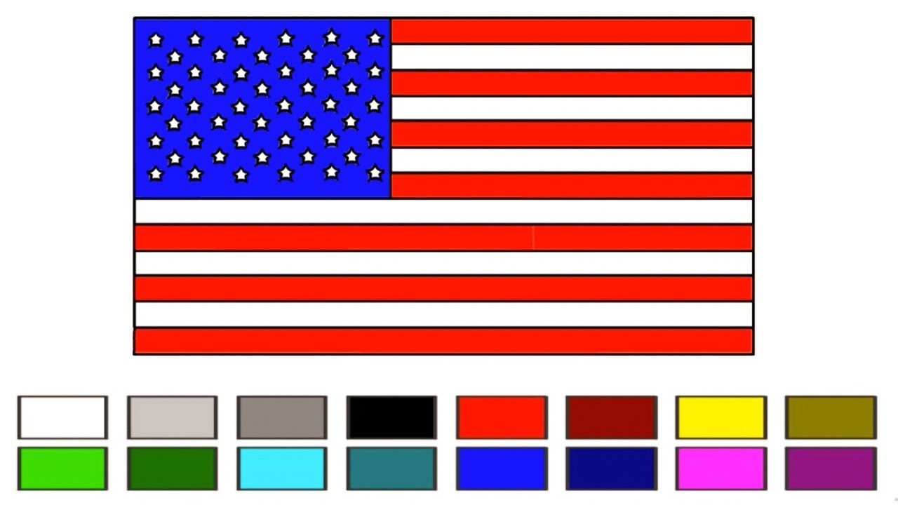1280x720 usa flag drawing with coloring for kids little channel - Usa Flag Drawing