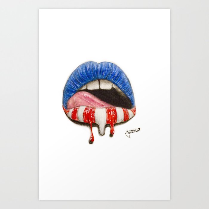 700x700 usa flag lip drawing art print - Usa Flag Drawing