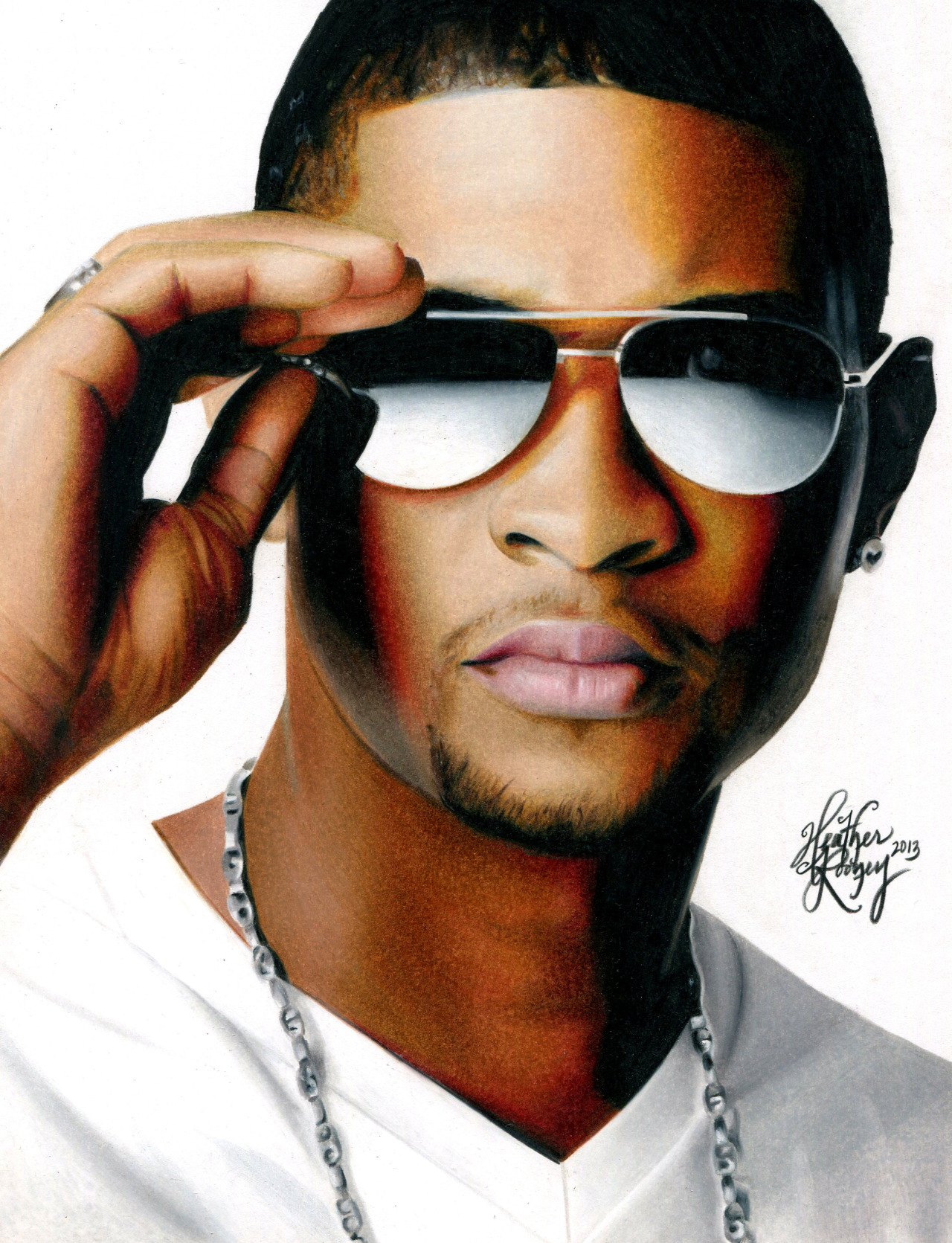 1280x1671 Heather Rooney Art Colored Pencil Drawing Of Usher - Usher Drawing