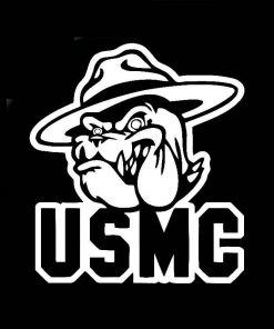 247x296 Custom Sticker - Usmc Devil Dog Drawing
