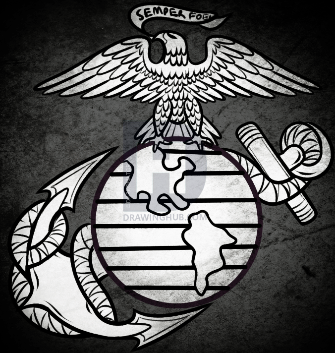 676x712 how to draw usmc symbol, step - Usmc Drawing