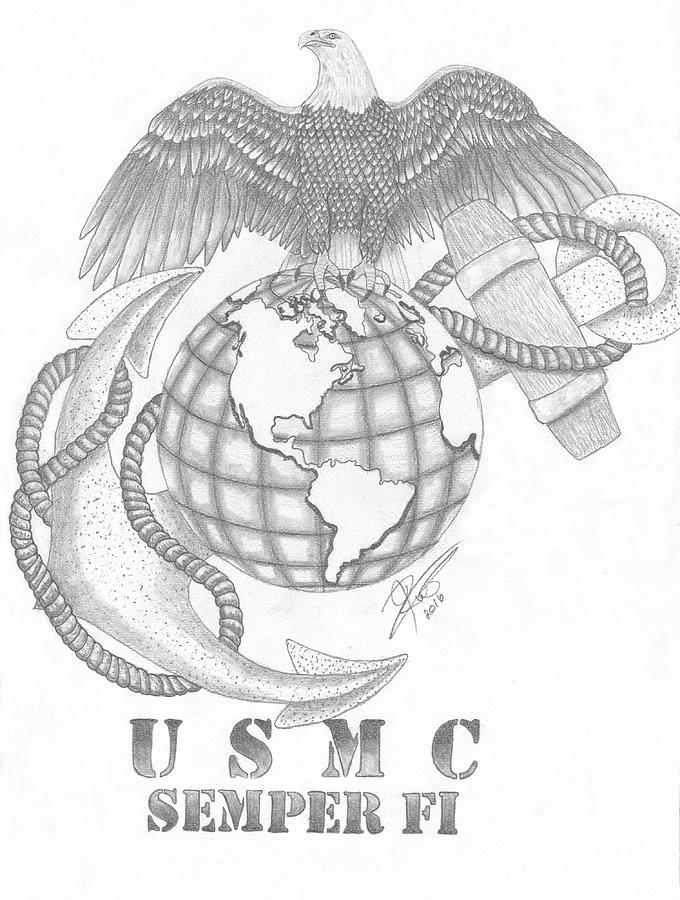 680x900 marine corps tribute drawing - Usmc Drawing