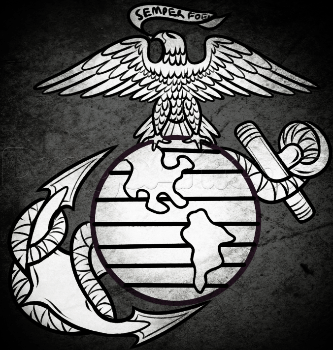 676x712 how to draw usmc symbol, step - Usmc Emblem Drawing