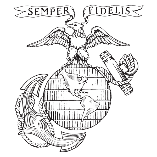 600x600 Marine Drawing Logo For Free Download - Usmc Emblem Drawing