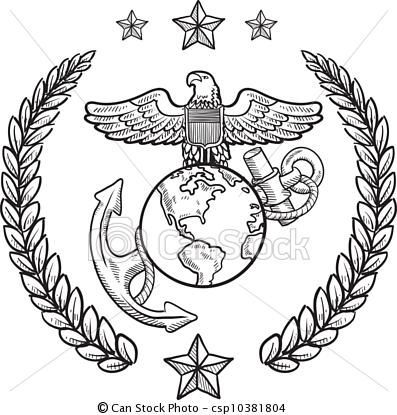 397x415 Vector - Usmc Logo Drawing