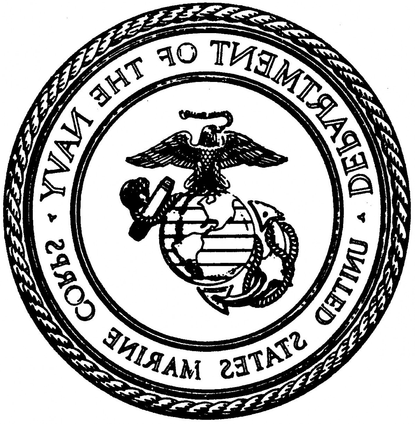 1426x1459 marine corps emblem clip art usmc emblem drawing - Usmc Logo Drawing
