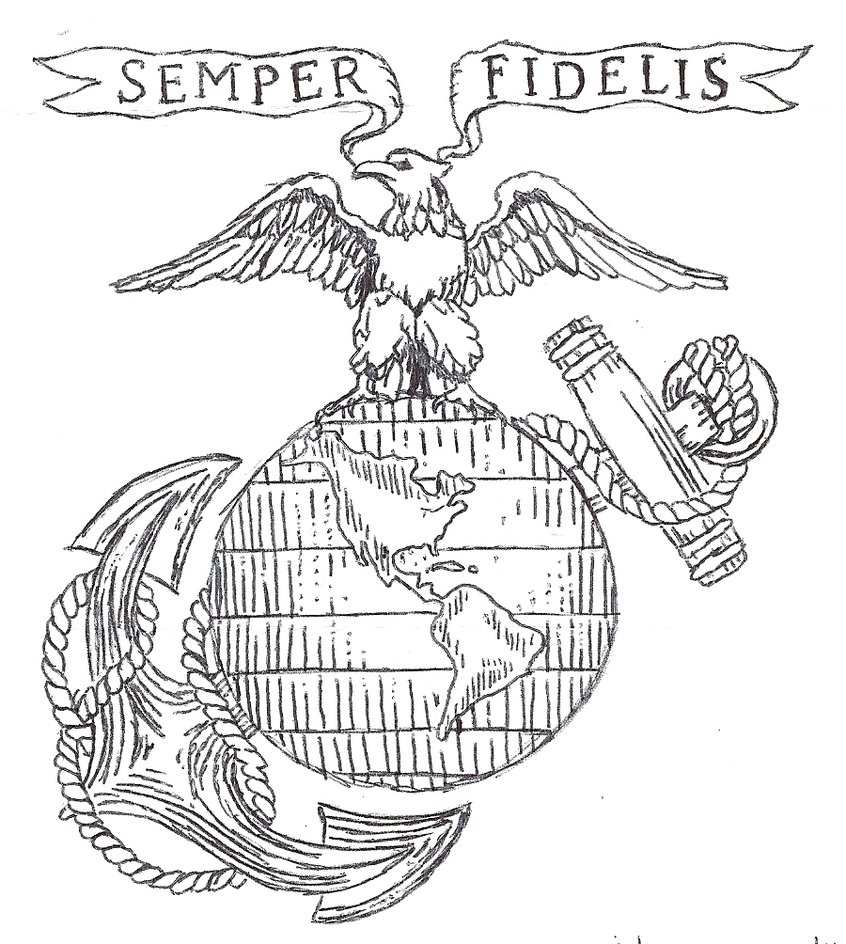 846x944 Marine Drawing Logo For Free Download - Usmc Logo Drawing