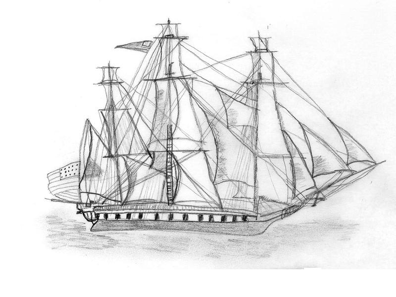 800x600 Scrimshaw - Uss Constitution Drawing