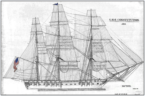 599x397 u s s constitution sail drawing art print - Uss Constitution Drawing