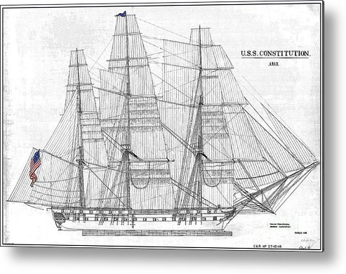 493x390 u s s constitution sail drawing metal print - Uss Constitution Drawing