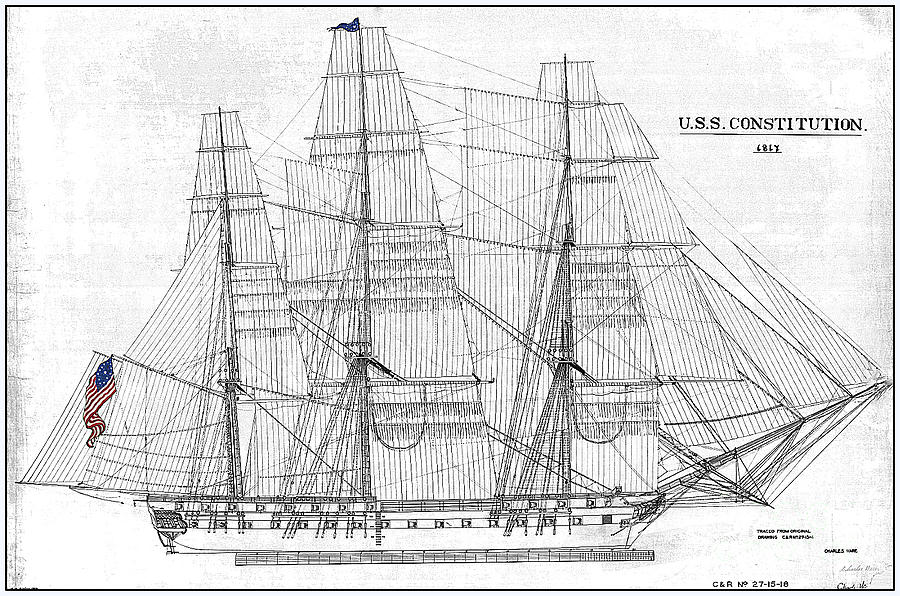 900x596 u s s constitution sail drawing photograph - Uss Constitution Drawing