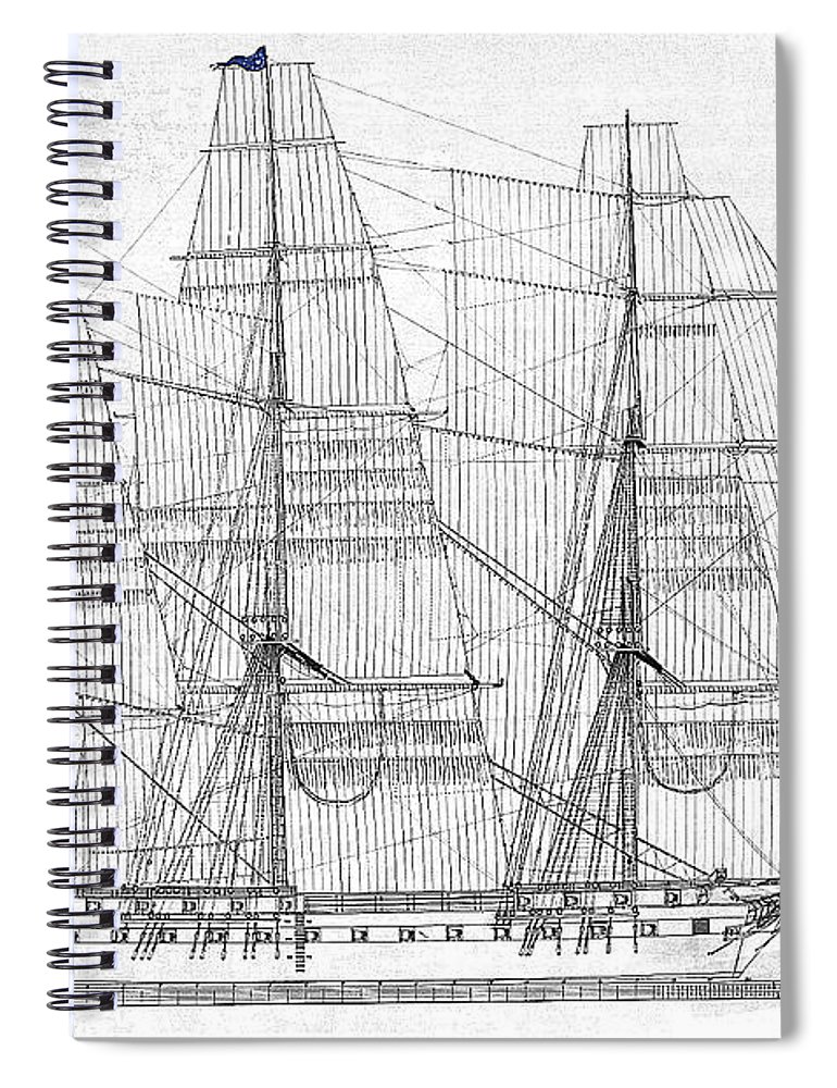 770x1000 u s s constitution sail drawing spiral notebook for sale - Uss Constitution Drawing