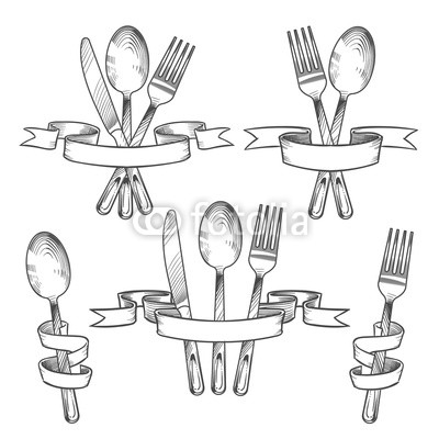 400x400 silverware, cutlery, dinner table utensils knife, spoon and fork - Utensil Drawing