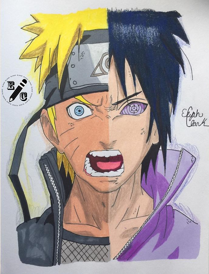 688x900 Naruto V Sasuke Drawing - V Drawing