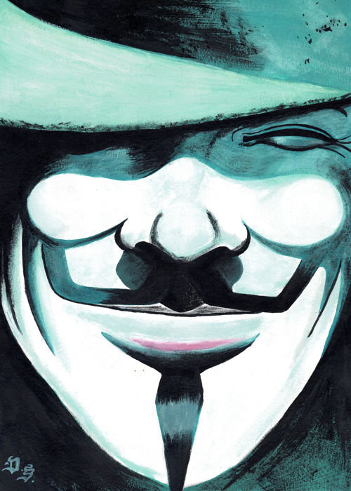 500x700 V For Vendetta Close Up - V For Vendetta Drawing